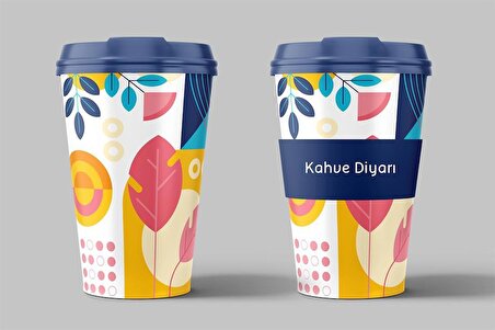 Çok Renkli Kahve Bardağı Silikon Kapaklı Coffee Cup- 1 adet