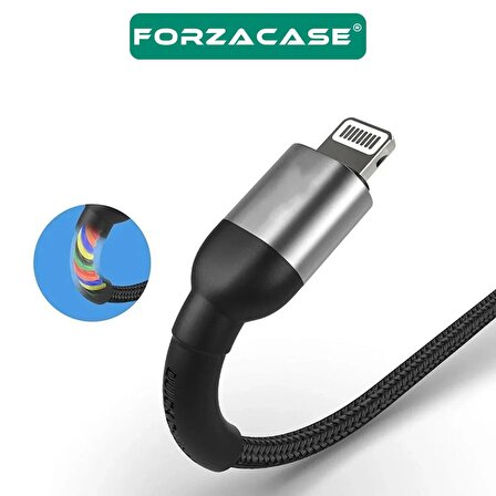 Forzacase Type-C to Lightning Örgülü 20W PD Hızlı Şarj Kablosu 1m- FC065