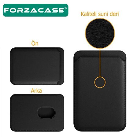 Forzacase iPhone Tüm Modeller ile uyumlu Magsafe Özellikli Manyetik Deri Cüzdan Kartlık - FC098