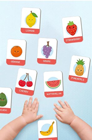 Ahşap Eğitici Kartlar Meyveleri Öğreniyorum Ingilizce Öğrenme Kartları Flash Cards