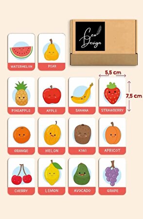 Ahşap Eğitici Kartlar Meyveleri Öğreniyorum Ingilizce Öğrenme Kartları Flash Cards