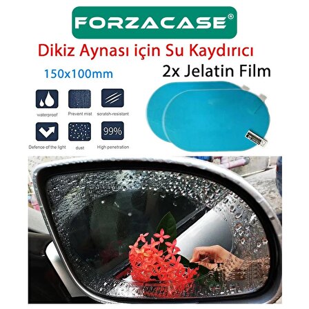 Forzacase Otomobil Dikiz Aynası Yağmur Su Kaydırıcı Jelatin Sticker Film 150x100mm 2 Adet - FC236