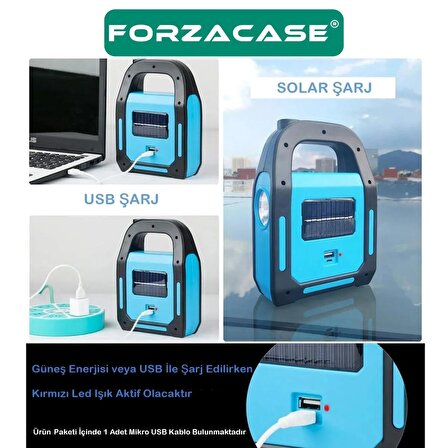 Forzacase 3 Watt Şarj Edilebilir Güneş Enerjili Solar El Feneri 3 Modlu Kamp Lambası - FC243