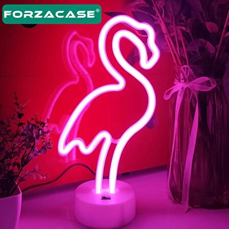 Forzacase Usb’li Flamingo Neon Led Işıklı Masa Ve Gece Lambası Dekoratif Aydınlatma - FC247