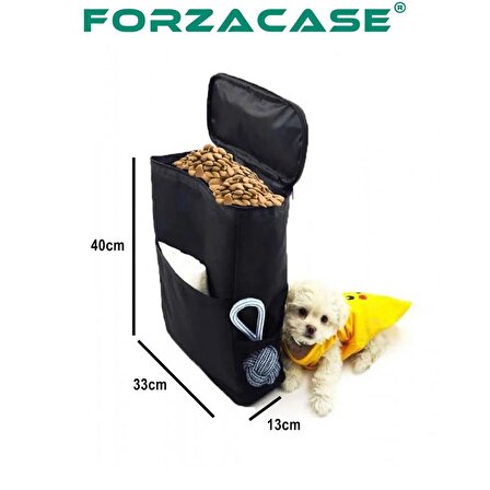 Forzacase 17 Litre Kedi Köpek Mama Taşıma Çantası Siyah Büyük Boy Su Geçirmez - FC290