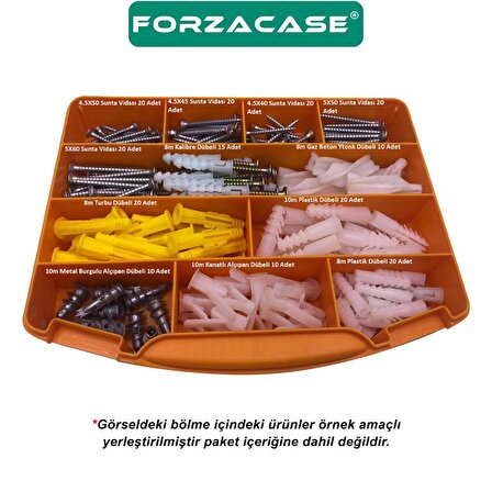 Forzacase 10 Bölmeli Kapaklı Balıkçı Marangoz Malzeme ve Takı Aksesuar Kutusu Organizer Turuncu - FC301