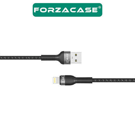 Forzacase iPhone iPad için Hydra Serisi Örgülü Lightning USB Şarj ve Data Kablosu 2.4A 1 metre FC308