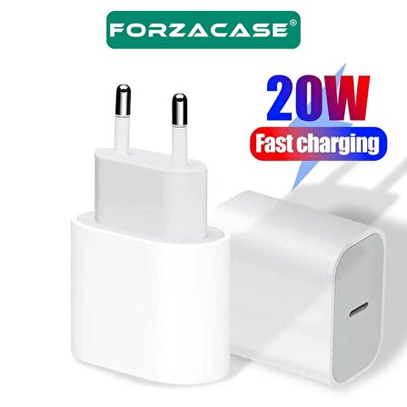 Forzacase iPhone 14 Serisi ile uyumlu Hızlı Şarj Destekli 20W USB-C Güç Adaptörü PD Adaptör - FC400