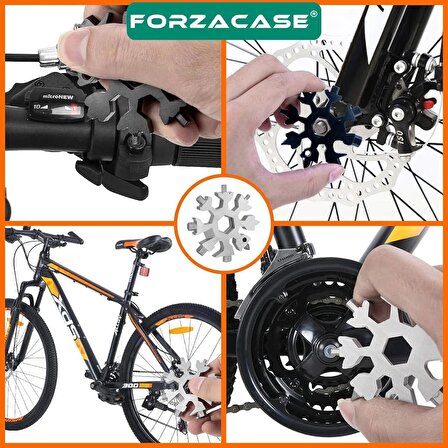 Forzacase 18in1 Çelik Çok Amaçlı Kamp Bisiklet Anahtarlık Alyan Tornavida Takımı - FC402