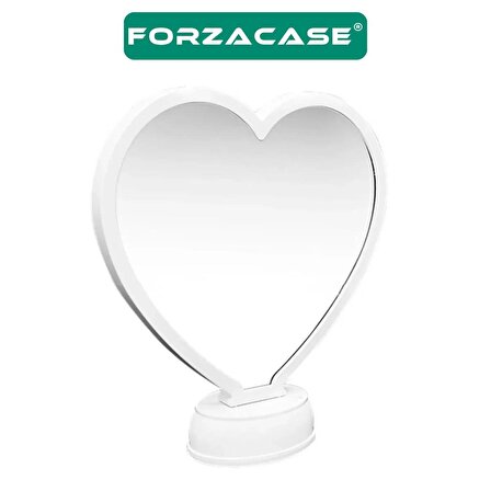 Forzacase LED Işıklı Kalp Sihirli Ayna Fotoğraf Çerçevesi Dekoratif Hediyelik - FC415