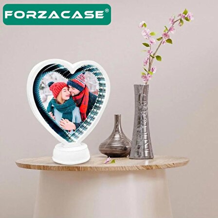 Forzacase LED Işıklı Kalp Sihirli Ayna Fotoğraf Çerçevesi Dekoratif Hediyelik - FC415