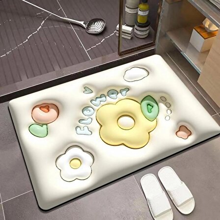 Forzacase Banyo Paspası Kaymaz Tabanlı Süper Emici 3D Tasarım Banyo Mutfak Paspası - FC425