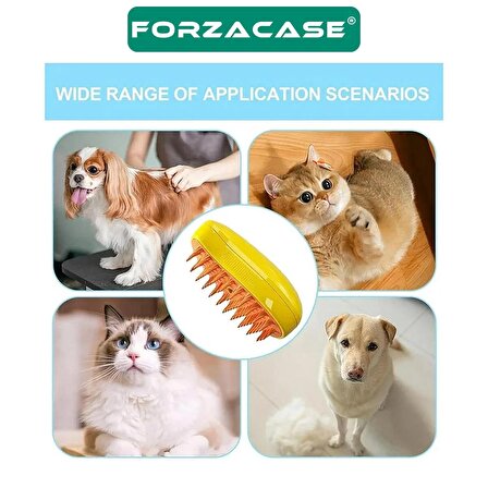 Forzacase Su Püskürtmeli Şarjlı Buharlı Kedi ve Köpek Tüy Toplama Tarağı Yıkama Fırçası - FC439