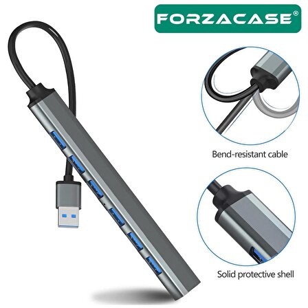 Forzacase USB 3.0 to USB 2.0 Port Çoğaltıcı Hub 7in1 OTG Adaptör 6lı USB Çoklayıcı - FC445