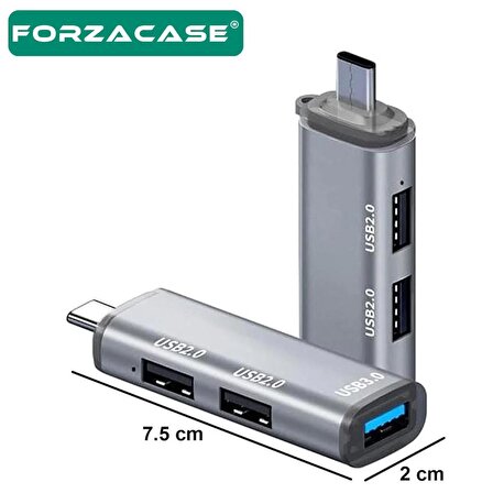 Forzacase Type-C to USB 3.0 Çoğaltıcı Hub 3in1 OTG Adaptör - FC446