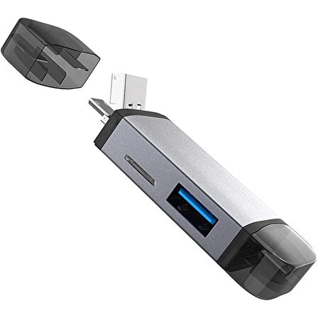 Forzacase USB 3.0 Type C Micro USB Kart Okuyucu 3in1 USB OTG SD/TF - FC447