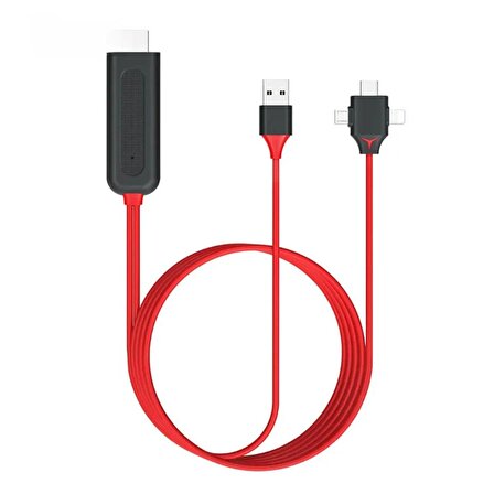 Forzacase 3in1 Görüntü Aktarıcı Kablo Lightning Type-C Micro USB to HDMI Dönüştürücü - FC450