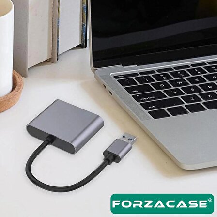 Forzacase 2in1 USB TO HDMI VGA Adaptör 1080P Görüntü Aktarıcı Kablo Adaptör - FC452