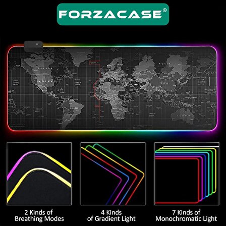 Forzacase RGB Ledli Gaming Mouse Pad 80x30cm Dünya Haritası - FC454