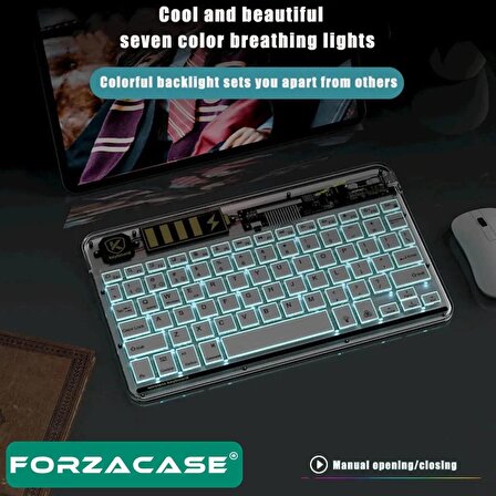 Forzacase Tablet ve Telefonlar için 7 Renk RGB LED Işıklı Kablosuz Bluetooth Klavye - FC461