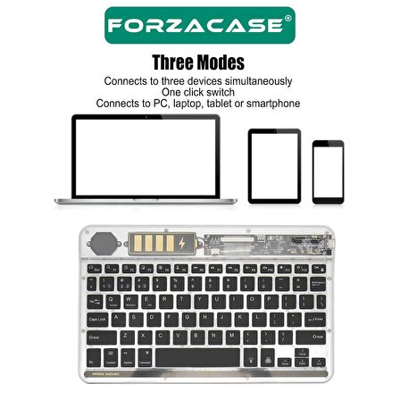 Forzacase Tablet ve Telefonlar için 7 Renk RGB LED Işıklı Kablosuz Bluetooth Klavye - FC461