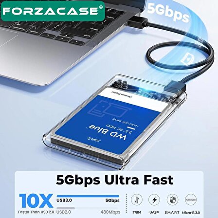 Forzacase Taşınabilir Yüksek Hızlı 5Gbps USB 3.1 SATA 2.5 inch Harici Harddisk Kutusu - FC468