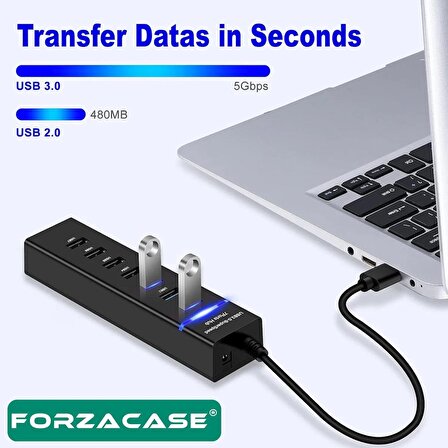 Forzacase USB 3.0 to USB 2.0 Port Çoğaltıcı Hub 7in1 OTG Adaptör 7li USB Çoklayıcı - FC478