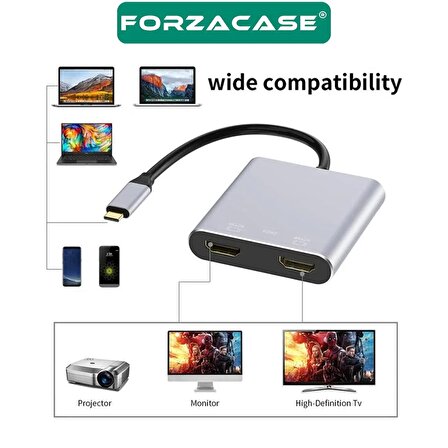 Forzacase Type-C to Çift HDMI 4K Ultra HD Çevirici Adaptör Çift Ekran Dönüştürücü - FC485
