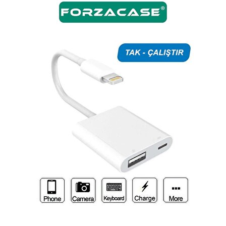 Forzacase Lightning to Type C USB 3.0 iphone iPad Bağlantı Şarj ve Kamera Adaptörü - FC489