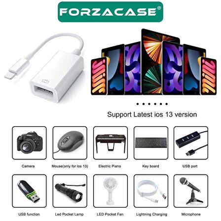 Forzacase iPhone iPad Lightning to USB Tak Çalıştır Kamera Adaptörü - FC490