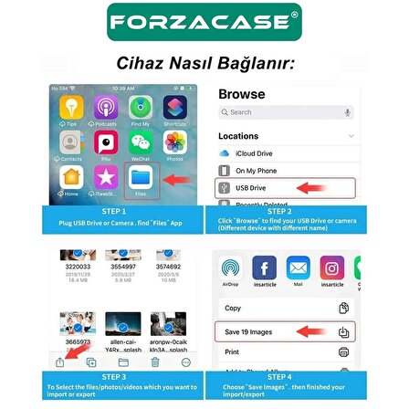 Forzacase iPhone iPad Lightning to USB Tak Çalıştır Kamera Adaptörü - FC490
