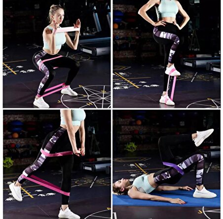 5'Li Aerobik Bandı Latex Bant Set Pilates Yoga Lastiği