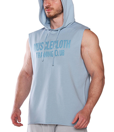 MuscleCloth Training Club Kapüşonlu Kolsuz Sweatshirt Açık Mavi