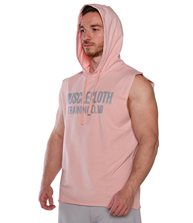 MuscleCloth Training Club Kapüşonlu Kolsuz Sweatshirt Somon