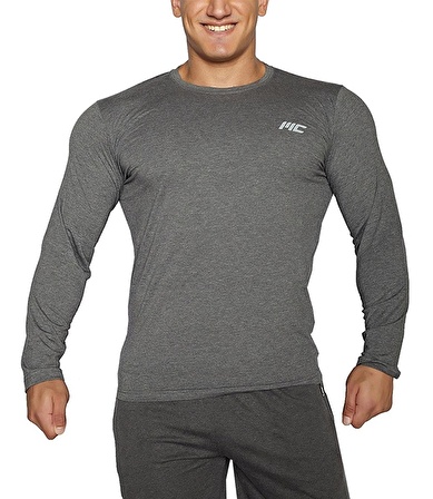 MuscleCloth Basic Uzun Kollu T-Shirt Gri