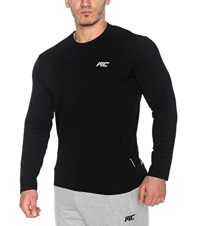 MuscleCloth Basic Uzun Kollu T-Shirt Siyah