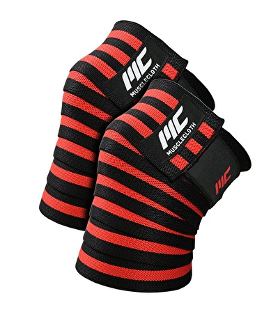 MuscleCloth Pro Knee Wraps Diz Bandajı 2'Li Paket - Cırt Bantlı