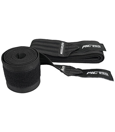 MuscleCloth Pro Knee Wraps Diz Bandajı 2'Li Paket - Cırt Bantlı Siyah