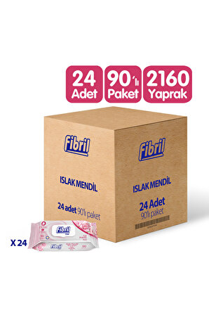 Fibril Care Gül Kokulu Islak Mendil 24x90 lı Paket 2160 Yaprak