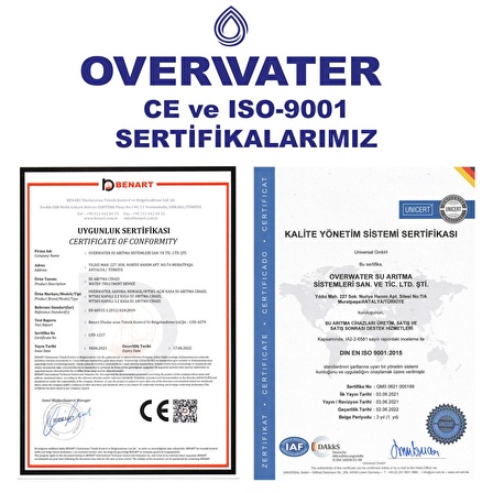 OverWater Kapalı Kasa Su Arıtma Cihazı 7 li Inline Filtresi Seti 11 Aşamalı Standart Membran FIM70MA0S