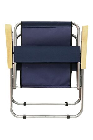 Tedarikcenter Kamp Sandalyesi Ahşap Kollu Katlanır Sandalye Piknik Bahçe Sandalyesi - Lacivert