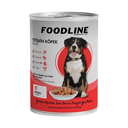 Foodline Karışık 2 çeşit Yetişkin Köpek Konservesi 400 Gr x 24 Adet