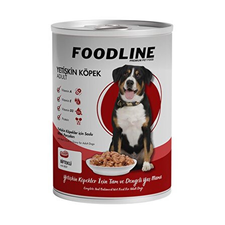 Foodline Karışık 2 çeşit Yetişkin Köpek Konservesi 400 Gr x 24 Adet