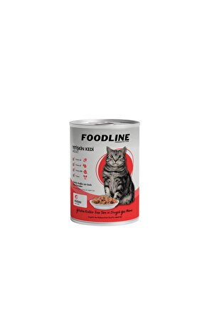 Foodline Karışık 4 çeşit Yetişkin Kedi Konservesi 400 Gr x 12 Adet