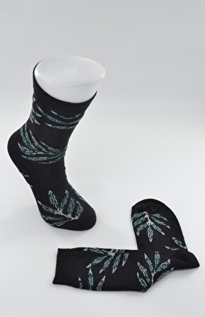 Flora Kadın Soft Yaprak Desenli Pamuk Çorap