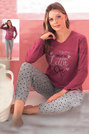 Fawn Kadın Little İnterlok Uzun Kol Pijama Takımı (8237)