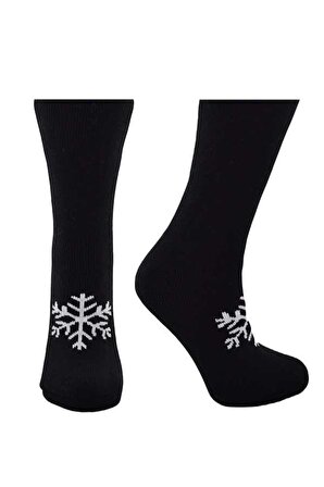 Dode Flora Kadın Extra Kalın Yünlü Kar Tanesi Desenli Termal Çorap