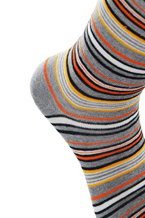 Dode Flora Erkek Pamuk Dikişsiz İnce Çizgili Renkli Konforlu Rahat Özel Seri 6'lı Soket Çorap