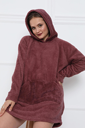 Düz Renk Peluş Kadın Sweatshirt | Wellsoft