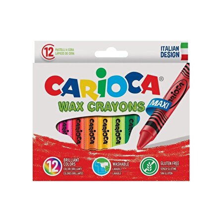 TWOX Carioca Wax Maxi Yıkanabilir Pastel Boya Kalemi 12Li